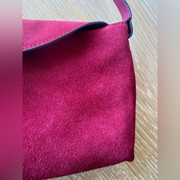 MADEWELL The Date Night Shoulder Bag, Red Suede Gold Hardware Like New with Tags - Picture 14 of 16